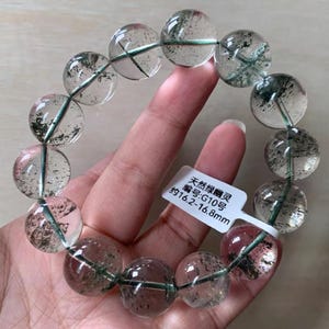 Natural Green Phantom quartz Crystal Beaded Stretch Bracelet,handmade jewelry gift,unique gifts,healing stone
