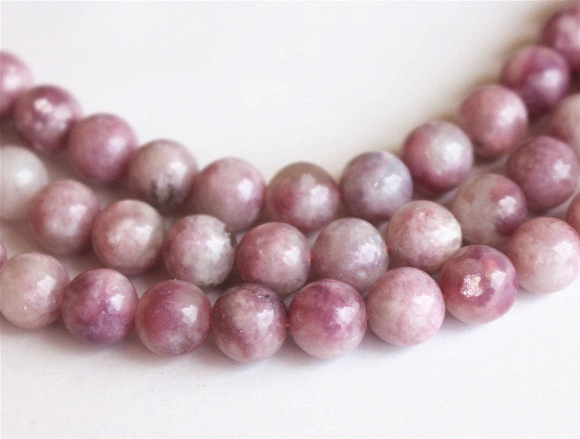 Natural Purple Tourmaline Lepidolite Gemstone Round Beads For Jewelry Making 15" 