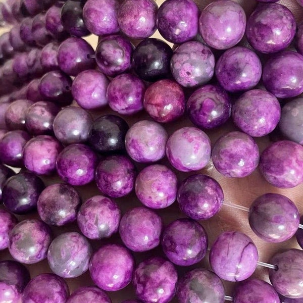 Purple Sugilite jasper smooth round beads,sugilite jasper purple and Round Stone Beads 6-12mm ,15 inches one strand