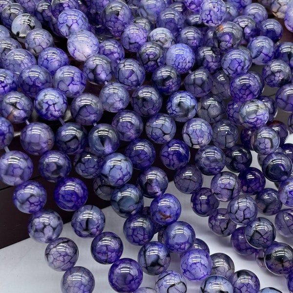 Purple Blue Dragon veined agate beads, Blue Crackle Agate stone beads ,6mm 8mm 10mm,15 inches full strand beads