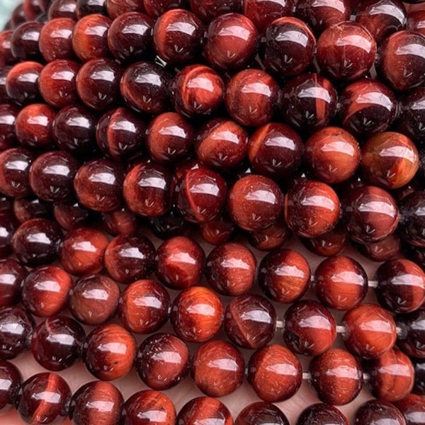 Natural Red Tiger Eye Beads 4-14mm Smooth Round Loose Stone Beads ,Red Tigereye beads,15 inch full strand.