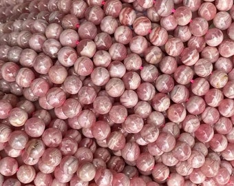 Natural Argentina Rhodochrosite Beads , High quality Rhodochrosite Beads ,Smooth Round Loose Stone Beads 4mm,6mm,8mm,10mm,15 inch