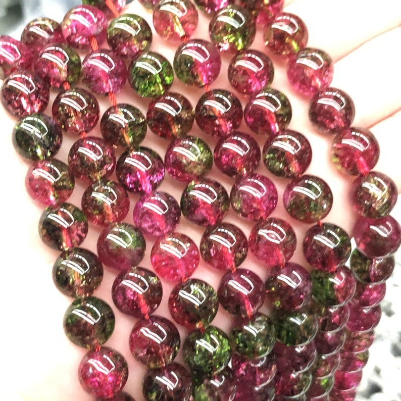 Watermelon Tourmaline Popcorn Quartz Smooth Round Beads 6mm Etsy