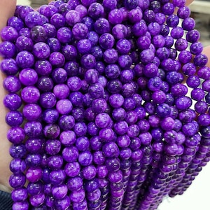Purple Sugilite Quartz 6-10mm smooth round beads,Sugilite quartz beads,15 inches per Strands