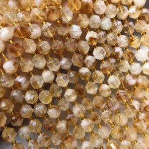 Natural Genuine Citrine Quartz Faceted Double Prism Point Cut Beads,Gemstone beads ,15  inch per strand,8mm 10mm