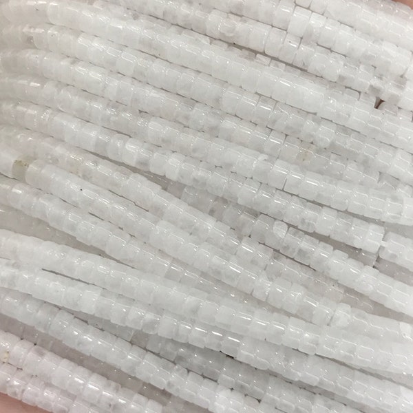 Natural White Jade Heishi Gemstone Loose Beads,2*4mm spacer beads,15 inch