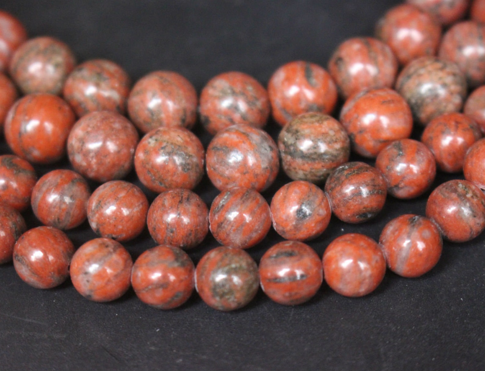 Red Sesame Jasper Beads 8mm10mm Smooth Round Loose Stone Etsy