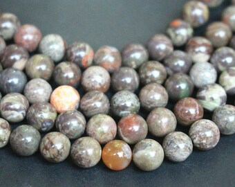 Natural Round Brown Rain Forest Agate Onyx Loose Beads For Jewelry Making 15" 