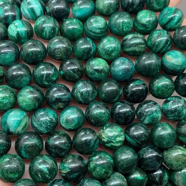 Genuine Natural Green Emerald round beads, Emerald Green Smooth Gemstone beads, 6mm ,8mm,10mm,15 inches per strands