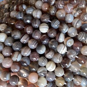 Natürliche Botswana Achat Perlen 4 mm, 6 mm, 8 mm, 10 mm, 12 mm, 14 mm Glatte runde Lose Steinperlen, 15 Zoll voller Strang.