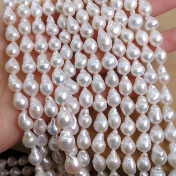 Natürliche barocke tropfenförmige Perlenperlen 7-8mm 8-9mm 9-10mm weiße natürliche Süßwasserperle waterdrop Perlen, 15 Zoll ein Strang