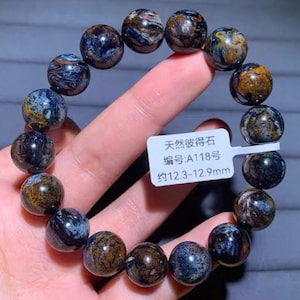 12mm Natural Blue Brown Pietersite Beaded Stretch Bracelet,handmade jewelry gift,unique gifts,healing stone