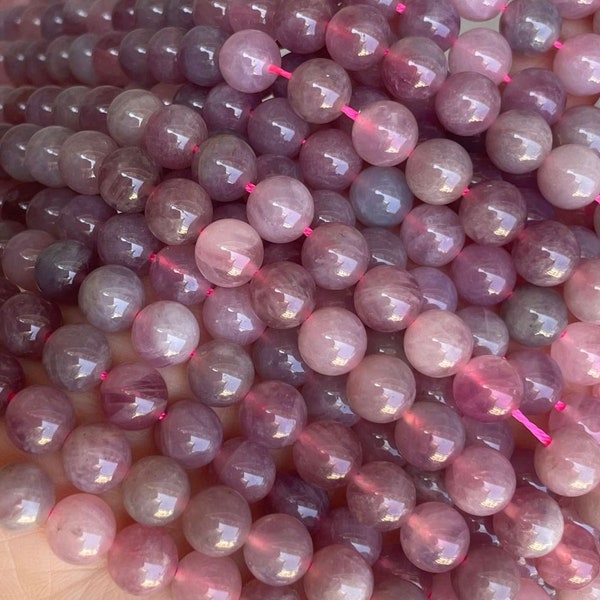 Natural Mauve Madagascar Purple rose quartz Stone Round Beads 6-10mm,15  inch per strand.