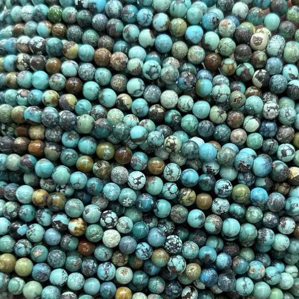 Micro Natural Genuine HuBei Turquoise Gemstone Round 2mm 3mm 4mm loose beads,15  inch per strand.