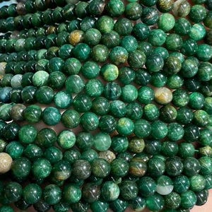 Natürliche grüne Verdit Perlen 6mm, 8mm, 10mm, glatte runde lose Steinperlen, 15 Zoll voller Strang.