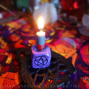 Mini Wiccan Colored Candle Set handmade cute blue red brown green witchcraft spells image 5