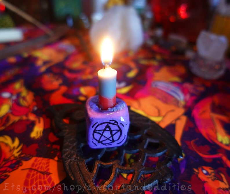 Mini Wiccan Colored Candle Set handmade cute blue red brown green witchcraft spells image 5