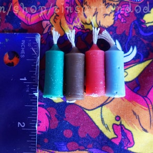 Mini Wiccan Colored Candle Set handmade cute blue red brown green witchcraft spells image 3