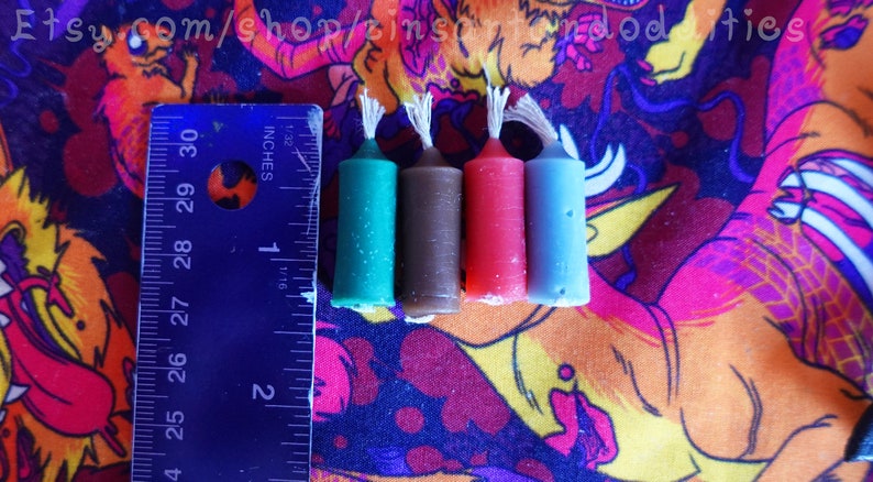 Mini Wiccan Colored Candle Set handmade cute blue red brown green witchcraft spells image 3