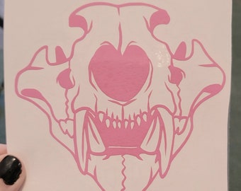 Lion Skull Vinyl Decal Pale Pink | furry animal goth cool bones sticker