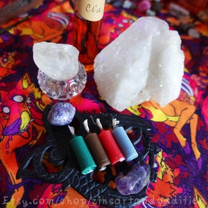 Mini Wiccan Colored Candle Set handmade cute blue red brown green witchcraft spells image 2