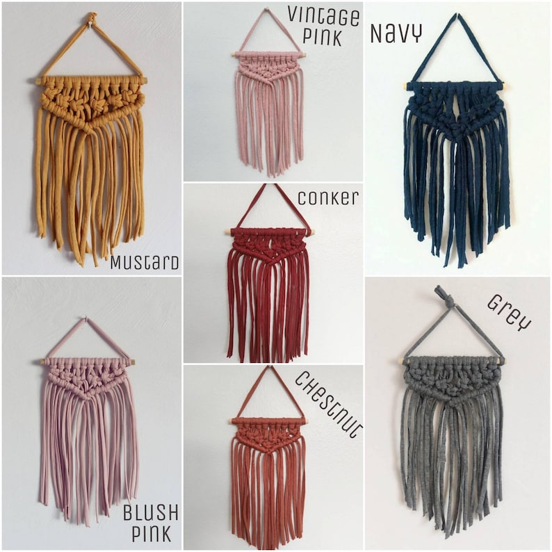 Small Macrame wall hanging Home decor vintage Conker red colour