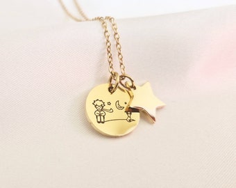 Collier Petit Prince, collier cadeau, collier Prince + option GRAVURE AU DOS SUR MESURE