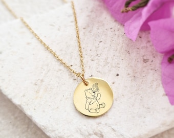 Collana Winnie the Pooh, acciaio inossidabile, incisione personalizzata