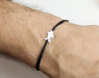 Handmade Stainless Steel Shark Bracelet: Adjustable Cord Bracelet