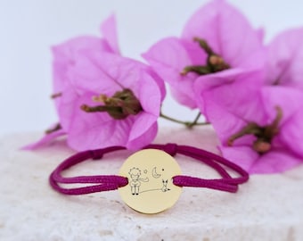 Little Prince Bracelet: Stainless Steel Pendant, Adjustable Thread