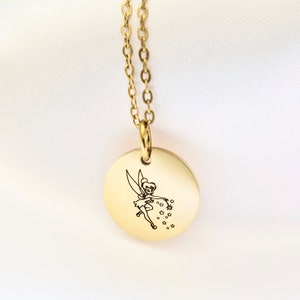 Fairy necklace, Tinker Bell necklace + CUSTOM BACK ENGRAVING option