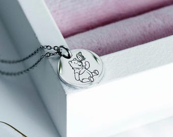 Collana in acciaio inossidabile Winnie the Pooh, incisione personalizzata