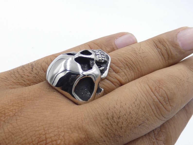Biker Skull Ring Men Gothic Skull Ring Silver 925 Skull Ring Men Ring Punk Rock Skeletons Ring