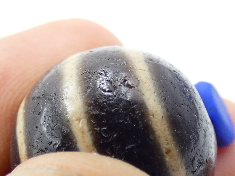 Buddhist Protection Etched Dzi Beads 20mm Round Ancient Pyu striped Etched Agate Bead Talisman Bead-#DZIX68