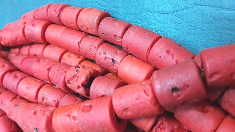 Ancient Mosaic Beads|Old Mosaic Glass Beads For D.I.Y Vintage Coral Tube Mosaic Roman Glass Beaded Necklace|Roman Glass