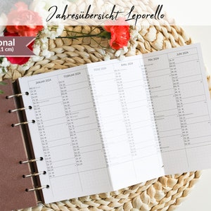 Kalendereinlage A5 oder Personal Jahresübersicht aufklappbar Leporello 2024 2025 für Ringbuch