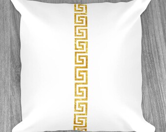 Gold Greek Key Pattern - Throw Pillows