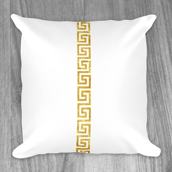 Gold Greek Key Pattern Throw Pillows Etsy