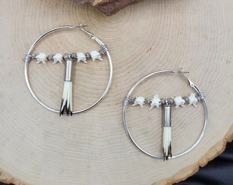 Rattlesnake Vertebrae & Mini Porcupine Quill Hoop Earrings