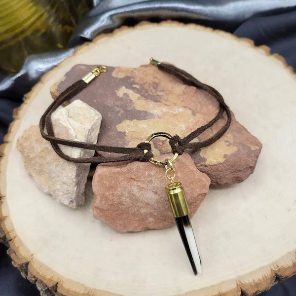 Porcupine Quill and Leather Statement Choker