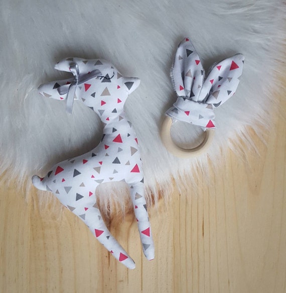 Coffret Bebe Cadeau De Naissance Doudou Biche Hochet Etsy