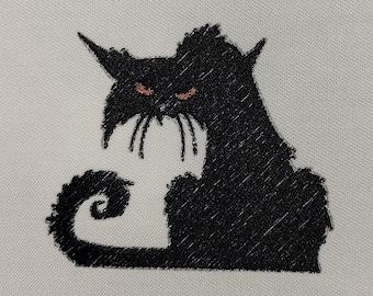 Angry Black Cat machine embroidery design