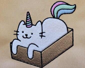Unicorn Kitty in a Box Machine Embroidery Design