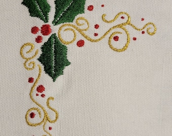 Holly Corner Border Machine Embroidery Design