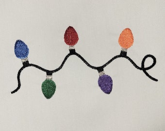 String of Christmas Light machine embroidery design