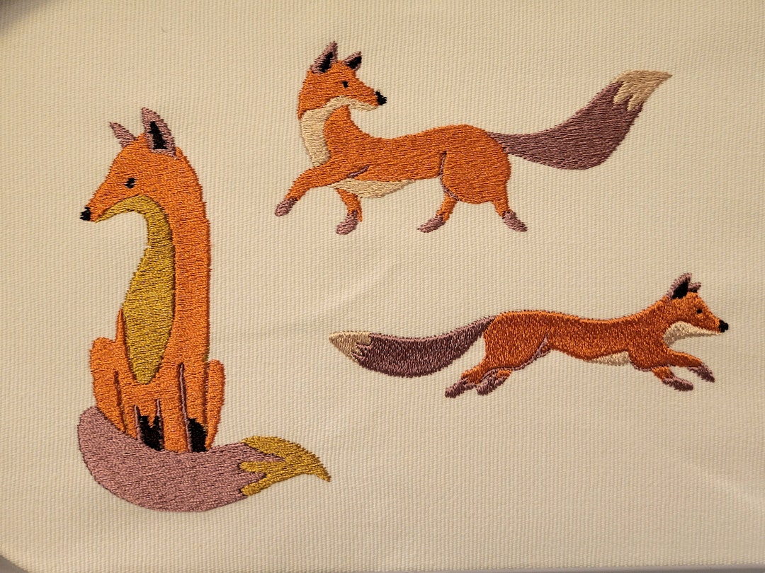 Three Little Foxes Machine Embroidery Designs, 3 Individual Designs Etsy