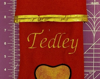 Red Felt Paw Stocking with Optional Personalization