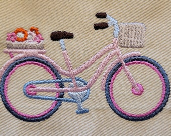 Fiets met bloemen Machine Borduurwerk Ontwerp