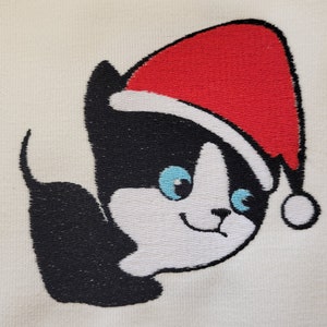 Tuxedo Christmas Kitty Machine Embroidery Design