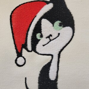 Tuxedo Christmas Kitty Machine Embroidery Design